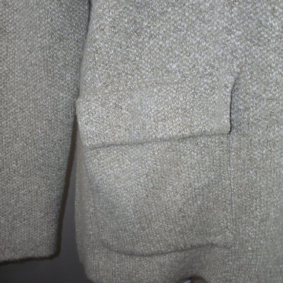 COCO AND CARMEN KNIT WRAP STYLE JACKET FAUX FUR COLLAR,  TAN, SIZE SMALL - Picture 4 of 8